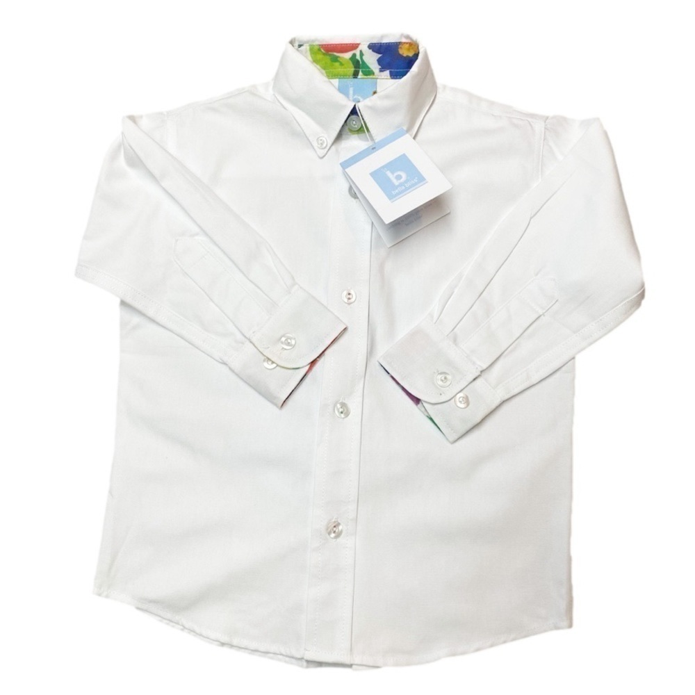 Bella Bliss Classic Boys Oxford with Floral collar and cuffs